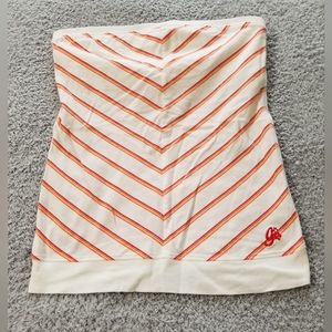 Guess Orange and White Chevron Pattern Tube Top